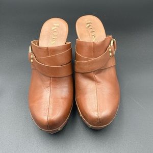 Korks by Kork-Ease Brown Leather Clogs Size 7 (38)